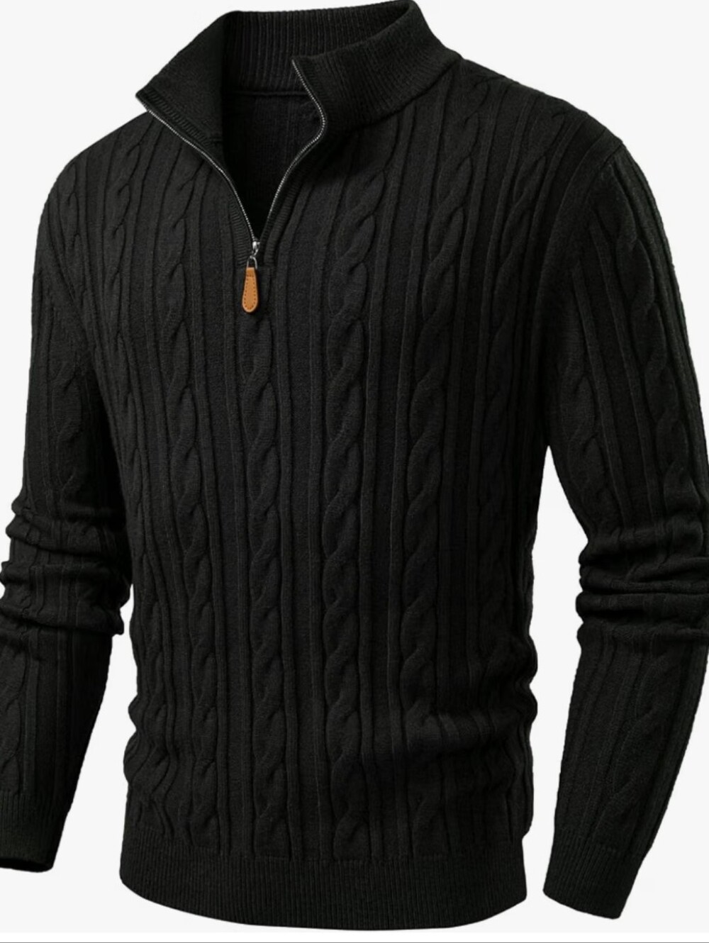 Men's Quarter Zip Pullover Sweater Cable Knit Sweaters